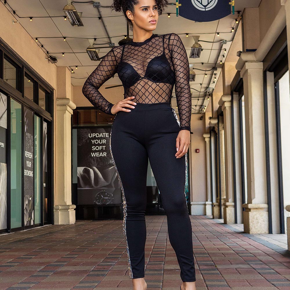 Black Diamond Sheer Mesh Bodysuit – Christo's Closet