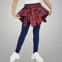 Layered Plaid Skirt Leggings