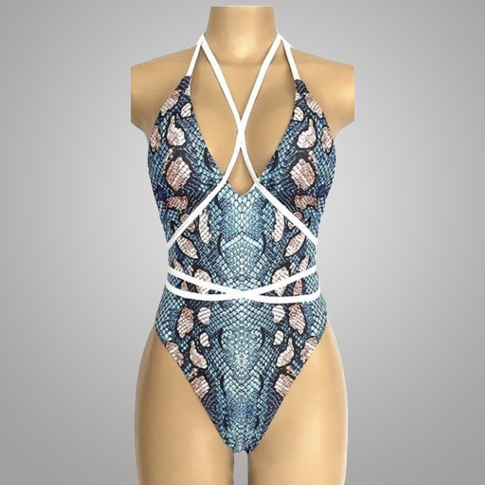 Snake Print One Piece Swimsuit
