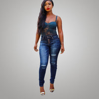 South Florida Distressed Dark Skinny Jeans