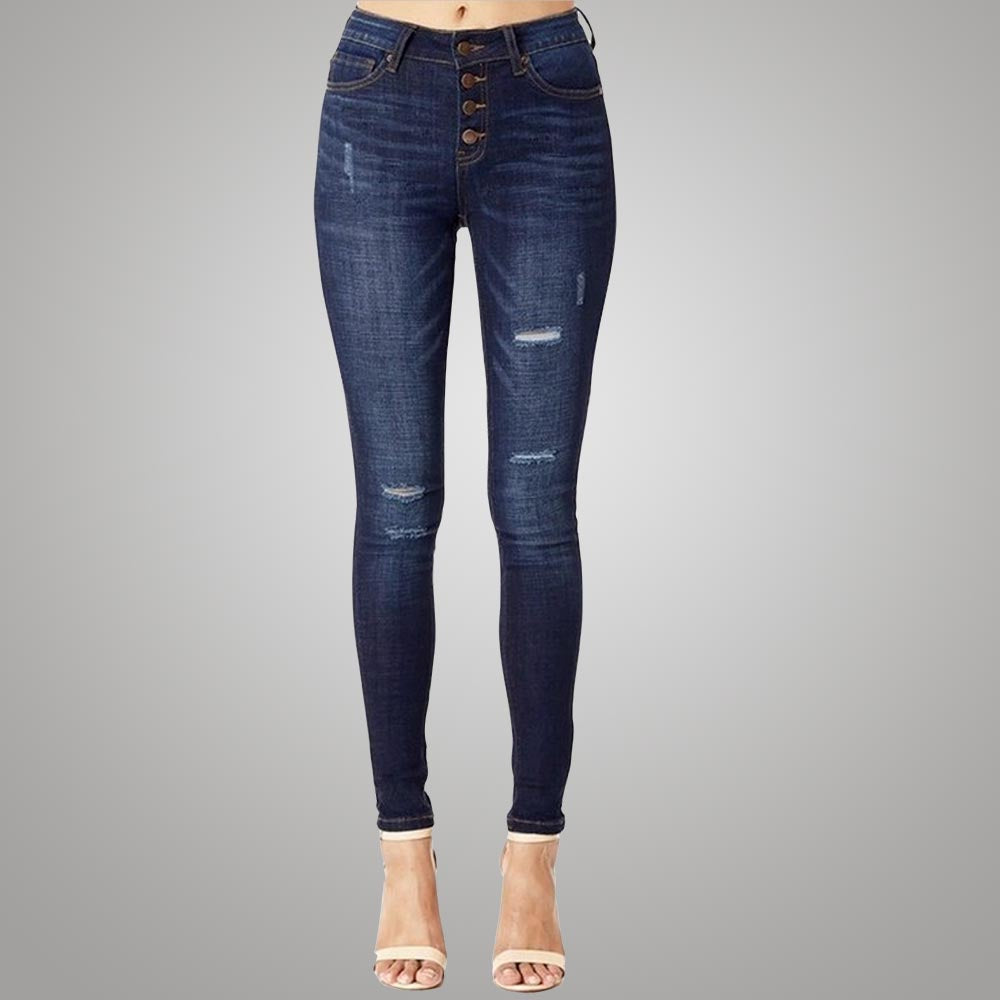 South Florida Distressed Dark Skinny Jeans